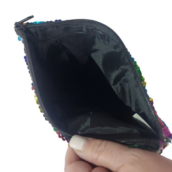 Rainbow Magic Sequin Two-Tone Reversible Flip Zip Up Pouch 9.5"L x 7.5" - Picture 6 of 10
